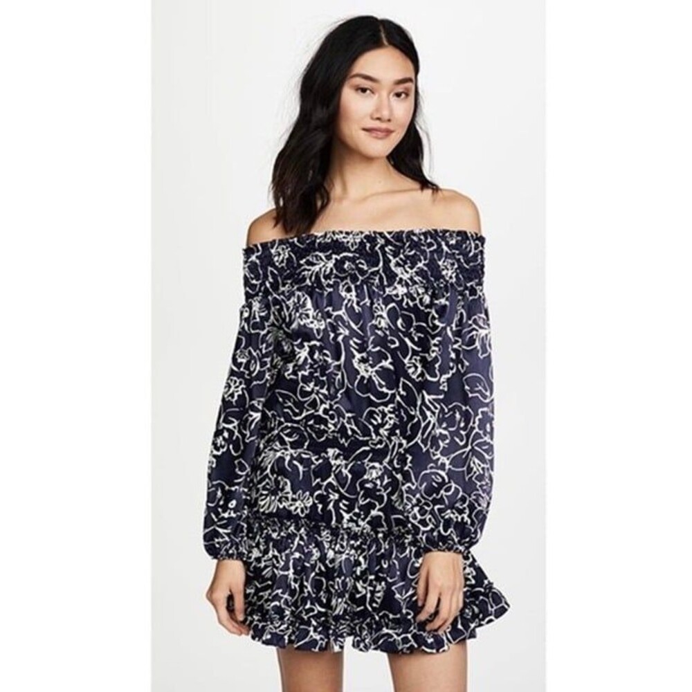 MISA Los Angeles Darla Off-the-Shoulder Navy Blue Dress size Small